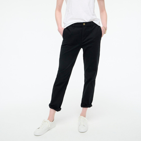 J.Crew Factory High-rise girlfriend chino pant black 0 - Picture 1 of 3